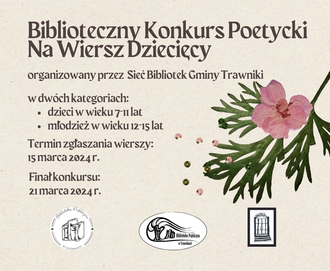 plakat Bibliotecznego Konkursu Poetyckiego Na Wiersz Dziecięcy